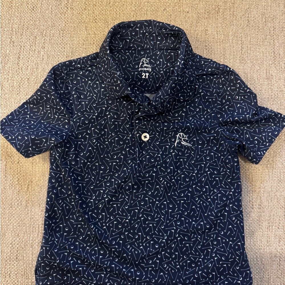 Rhoback Kids Navy Blue Patterned Polo Shirt
